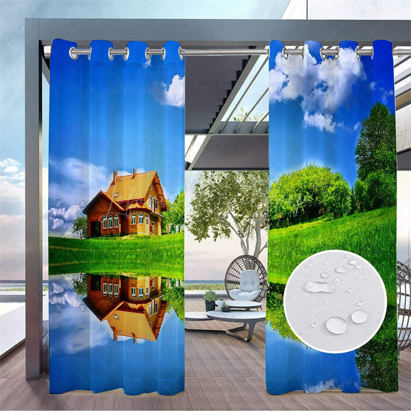 Lofaris Farm Scenery Waterproof Printed Outdoor Curtains For Gazebo