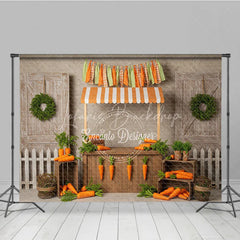 Lofaris Farmer’s Market Carrot Stand Backdrop Easter Garden Barn Door Photography Background