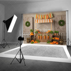 Lofaris Farmer’s Market Carrot Stand Backdrop Easter Garden Barn Door Photography Background