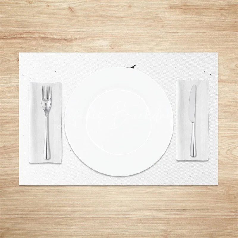 Lofaris Farmhouse Christmas Set of 4 Placemats Merry Script Modern Minimalist White Table Mats