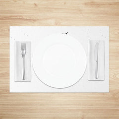 Lofaris Farmhouse Christmas Set of 4 Placemats Merry Script Modern Minimalist White Table Mats