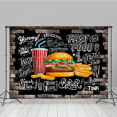 Lofaris Fast Food Hamburger French Fries Cola Party Backdrop