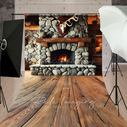 Lofaris Fathers Day Rustic Cabin Skull Fireplace Sweep Backdrop