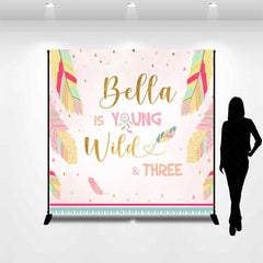 Lofaris Feathers Young Wild Three Custom Birthday Backdrop