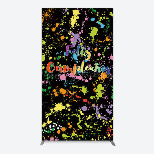 Lofaris Feliz Cumplea?os Rectangle Backdrop Banner Colorful Paint Splatter Party Decor Spanish Happy Birthday Photo Prop