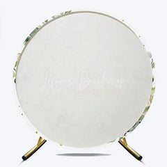 Lofaris Feliz Cumpleanos Eucalyptus Round Backdrop Green Leaves and Gold Glitter Ring Birthday Background