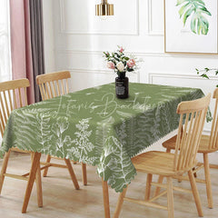 Lofaris Fern Leaf Rectangle Tablecloth Sage Green Botanical Line Art Dining Table Decor