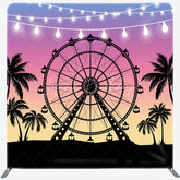 Lofaris Ferris Wheel at Sunset Double-Sided Tension Fabric Backdrop Carnival Festival with Palm Trees Party Photo Booth