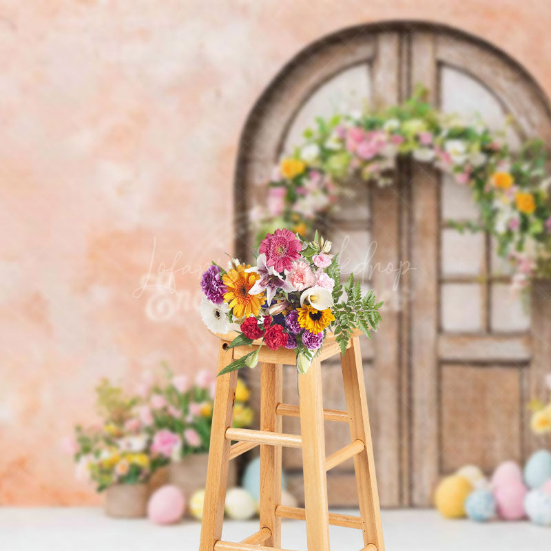 Lofaris Festival Arch Door Flower And Eggs Easter Backdrop