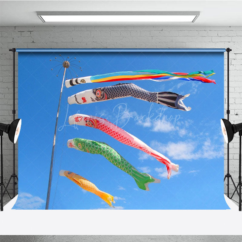 Lofaris Festival Celebration Koi Fish Flag Blue Sky Backdrop