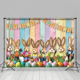 Lofaris Festival Easter Bunnies Sitting On Grass Backdrop