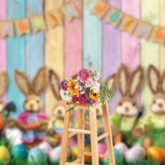 Lofaris Festival Easter Bunnies Sitting On Grass Backdrop