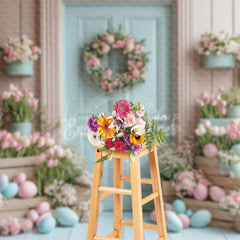 Lofaris Festival Entryway Pink Tulips Easter Egg Backdrop