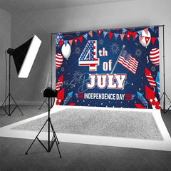 Lofaris Festive 4th of July Independence Day Backdrop American Flag Fireworks Red White Blue Party Decor