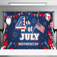 Lofaris Festive 4th of July Independence Day Backdrop American Flag Fireworks Red White Blue Party Decor