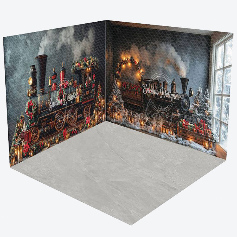 Lofaris Festive Christmas Express Train Room Set Backdrop