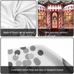 Lofaris Festive Christmas Storefront Garage Door Banner Snowy Holiday Toy Shop with Gifts and Nutcracker Train Decor