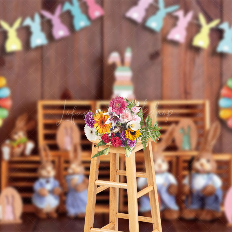 Lofaris Festive Easter Bunny Dolls Flag Holiday Backdrop