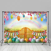 Lofaris Festive Easter Scene Colorful Eggs Rainbow Backdrop