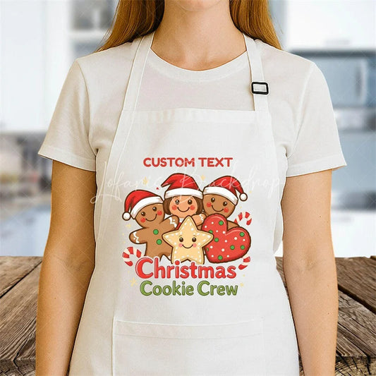 Lofaris Festive Gingerbread Christmas Apron Custom Name Holiday Baking Wear Personalized Gift for Bakers