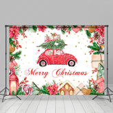 Lofaris Festive Red Car Santa Claus Merry Christmas Backdrop
