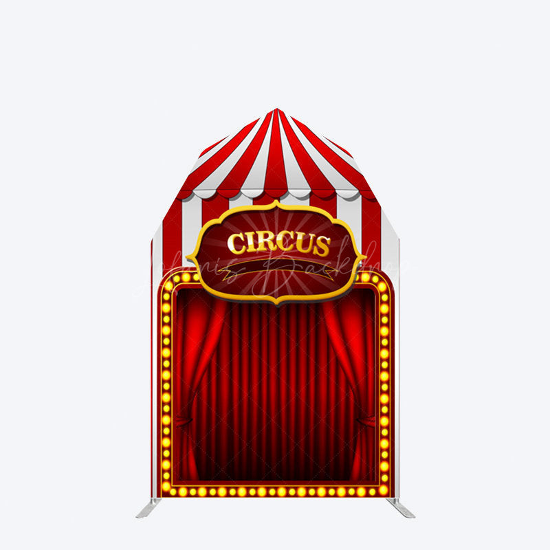 Lofaris Festive Red Circus Tent Barn Door Arch Party Backdrop