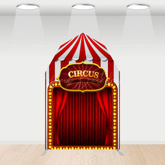 Lofaris Festive Red Circus Tent Barn Door Arch Party Backdrop
