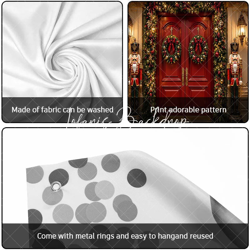 Lofaris Festive Red Door Christmas Nutcracker Garage Banner Elegant Holiday Wreaths Decoration