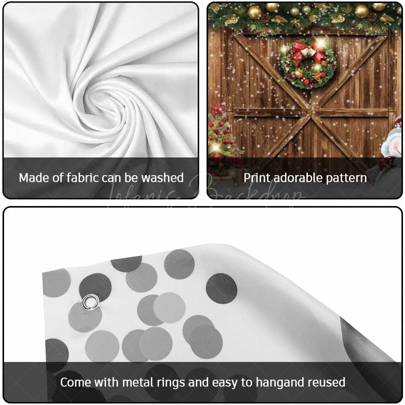 Lofaris Festive Snow Wood Barn Door Xmas Garage Banner