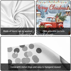 Lofaris Festive Snowy Village Red Truck Christmas Tree Garage Door Banner Merry Holiday Outdoor Decor