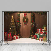 Lofaris Festive Wreath Wood Gift Snow Christmas Backdrop