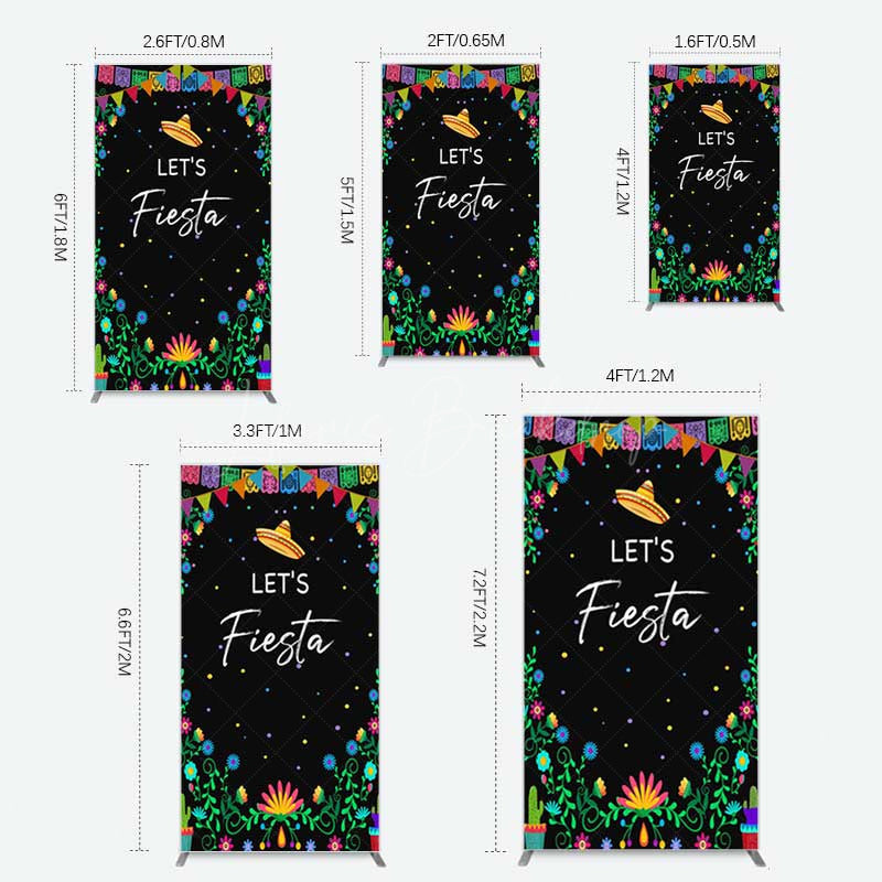 Lofaris Fiesta Floral Mexican Decor Party Rectangle Backdrop
