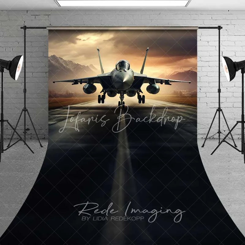 Lofaris Fighter Jet Runway Sweep Backdrop Military Airfield Asphalt Photography Floor Mat Cool Aircraft Decoration