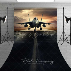 Lofaris Fighter Jet Runway Sweep Backdrop Military Airfield Asphalt Photography Floor Mat Cool Aircraft Decoration