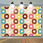 Lofaris Filled Donuts Colorful Sweet Happy Birthday Backdrop