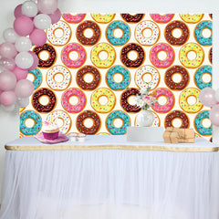 Lofaris Filled Donuts Colorful Sweet Happy Birthday Backdrop