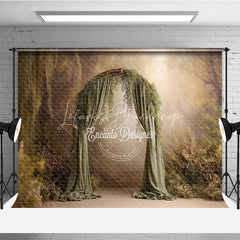 Lofaris Fine Art Backdrop Enchanted Forest Arch with Green Drapes Magical Woodland Photography Prop