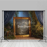 Lofaris Fine Art Backdrop Ornate Gold Frame in Enchanted Forest Magical Dark Curtains Photography Background Prop
