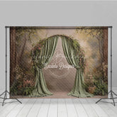 Lofaris Fine Art Backdrop Secret Garden Arch with Green Drapes Fern and Floral Woodland Photography Prop