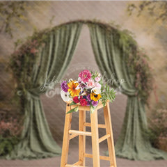 Lofaris Fine Art Backdrop Secret Garden Arch with Green Drapes Fern and Floral Woodland Photography Prop