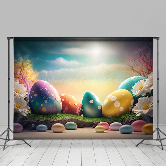 Lofaris Fine Art Color Eggs Floral Sunlight Easter Backdrop