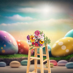 Lofaris Fine Art Color Eggs Floral Sunlight Easter Backdrop