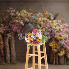 Lofaris Fine Art Floral Arch Photography Backdrop Rustic Wooden Branches with Spring Blossoms Painterly Photo Background