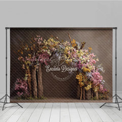 Lofaris Fine Art Floral Arch Photography Backdrop Rustic Wooden Branches with Spring Blossoms Painterly Photo Background