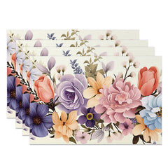 Lofaris Fine Art Floral Sweet Colorful Set of 4 Placemats
