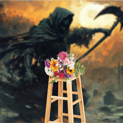 Lofaris Fine Art Grim Reaper Photography Backdrop Fiery Graveyard Scene for Halloween Dark Fantasy Themed Portraits