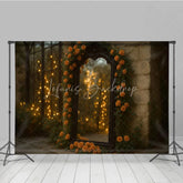 Lofaris Fine Art Photography Backdrop with Ornate Mirror Orange Roses and Bokeh Lights Romantic Moody Wedding Photo Booth