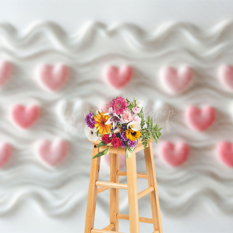 Lofaris Fine Art Pink Love Wavy Cream Valentines Day Backdrop
