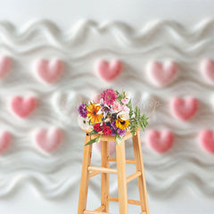 Lofaris Fine Art Pink Love Wavy Cream Valentines Day Backdrop