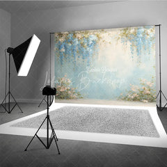 Lofaris Fine Art Wisteria Photography Backdrop Blue Abstract Painterly Wall Floral Textured Portrait Background